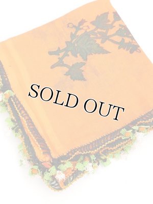 画像2: わけあり｜ナウルハン｜アンティークイーネオヤスカーフ｜シルク糸｜花付きオレンジ