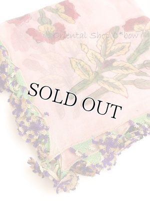 画像9: ◆ベルガマ・コザック｜キャートヤズマ｜木版アンティークオヤスカーフ｜シルク糸イーネオヤ馬毛｜ピンク×パープル｜コロナ太陽モチーフ