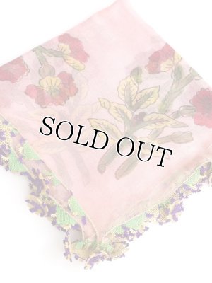 画像2: ◆ベルガマ・コザック｜キャートヤズマ｜木版アンティークオヤスカーフ｜シルク糸イーネオヤ馬毛｜ピンク×パープル｜コロナ太陽モチーフ