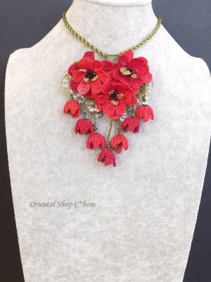 画像3: 日本発送★立体トゥーオヤ｜ブローチ＆ネックレス・レッド系