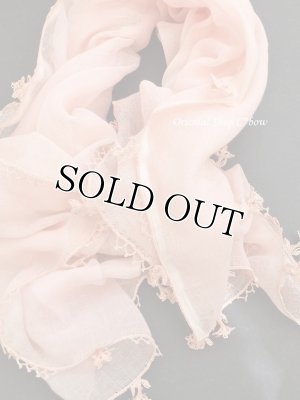 画像5: オデミシュ｜アンティークオヤスカーフ｜シルク糸イーネオヤ｜無地ピーチピンク