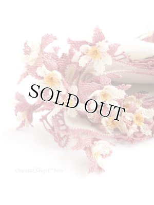 画像2: オデミシュ｜アンティークオヤスカーフ｜シルク糸イーネオヤ｜オフホワイト｜お花すごくかわいい