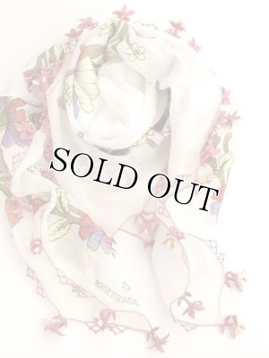 画像4: オデミシュ｜アンティークオヤスカーフ｜シルク糸イーネオヤ｜オフホワイト｜お花すごくかわいい