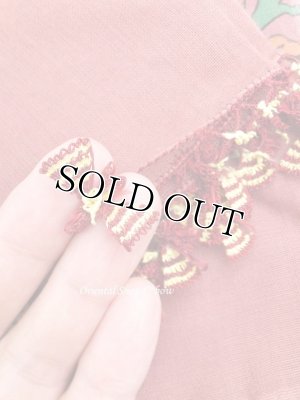 画像5: オデミシュ｜アンティークオヤスカーフ｜シルク糸イーネオヤ｜えんじ