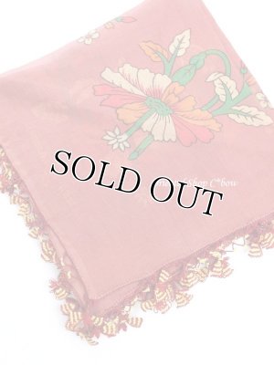 画像3: オデミシュ｜アンティークオヤスカーフ｜シルク糸イーネオヤ｜えんじ