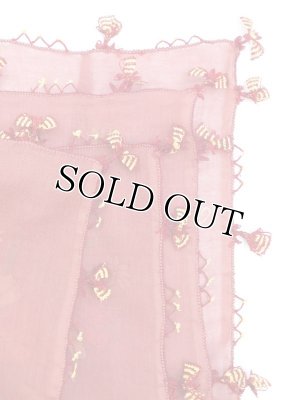 画像6: オデミシュ｜アンティークオヤスカーフ｜シルク糸イーネオヤ｜えんじ