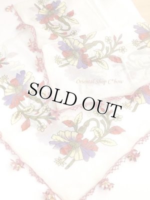 画像6: オデミシュ｜アンティークオヤスカーフ｜シルク糸イーネオヤ｜オフホワイト｜お花すごくかわいい