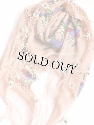 画像5: オデミシュ｜アンティークオヤスカーフ｜ナイロン糸イーネオヤ｜シナモンピンク