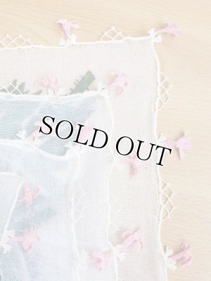 画像6: オデミシュ｜アンティークオヤスカーフ｜シルク糸イーネオヤ｜お花かわいい｜オフホワイト×ピンク