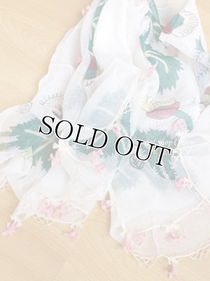 画像5: オデミシュ｜アンティークオヤスカーフ｜シルク糸イーネオヤ｜お花かわいい｜オフホワイト×ピンク