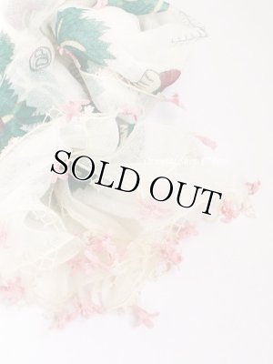 画像4: オデミシュ｜アンティークオヤスカーフ｜シルク糸イーネオヤ｜お花かわいい｜オフホワイト×ピンク