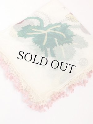 画像2: オデミシュ｜アンティークオヤスカーフ｜シルク糸イーネオヤ｜お花かわいい｜オフホワイト×ピンク