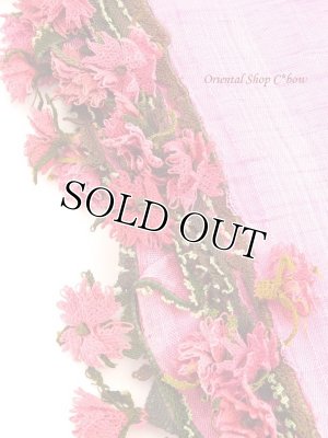 画像3: アイドゥン｜アンティークオヤスカーフ｜シルク糸｜菊｜ピンク
