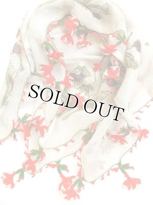 画像4: ブルサ｜木版アンティークオヤスカーフ・シルク糸イーネオヤ｜アッシュグレー