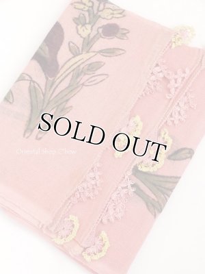 画像2: 東アナトリア・エラズー｜木版アンティークオヤスカーフ｜シルク糸イーネオヤ｜花のオヤ