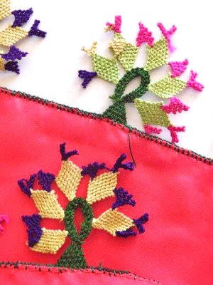 画像6: ブルサ：カラジャベイ｜アンティークオヤスカーフ｜シルク｜イーネオヤ：ディープピンク