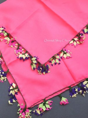 画像3: ブルサ：カラジャベイ｜アンティークオヤスカーフ｜シルク｜イーネオヤ：ディープピンク