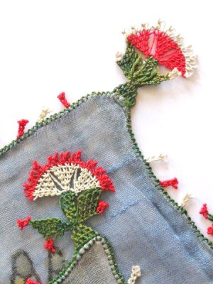 画像9: ブルサ：カラジャベイ｜木版アンティークオヤスカーフ｜シルクイーネオヤ：ライトサックスブルー