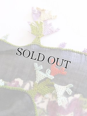 画像7: ブルサ：カラジャベイ｜薄いキャートヤズマ：木版アンティークオヤスカーフ｜シルクイーネオヤ：ブラック