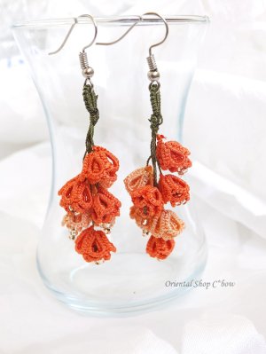 画像5: 日本発送★メキッキオヤネックレス：ゆらゆら小花｜コーラルオレンジ・ピーチ系