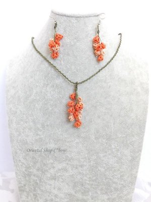 画像7: 日本発送★メキッキオヤネックレス：ゆらゆら小花｜コーラルオレンジ・ピーチ系