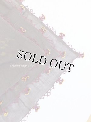 画像6: オデミシュ｜アンティークオヤスカーフ｜シルク糸イーネオヤ｜ボルドー｜オヤ素敵…