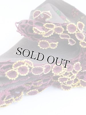 画像7: オデミシュ｜アンティークオヤスカーフ｜シルク糸イーネオヤ｜ボルドー｜オヤ素敵…