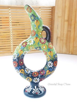 画像4: きぬやさん。日本発送★ミニワイン差し・デキャンタ｜２７ｃｍ：キュタフヤ＊陶器｜カラフル｜グリーン系