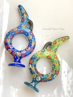 画像10: きぬやさん。日本発送★ミニワイン差し・デキャンタ｜２７ｃｍ：キュタフヤ＊陶器｜カラフル｜グリーン系