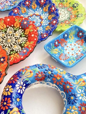 画像15: きぬやさん・日本発送★ミニワイン差し・デキャンタ｜２７ｃｍ：キュタフヤ＊陶器｜カラフル｜ブルー系