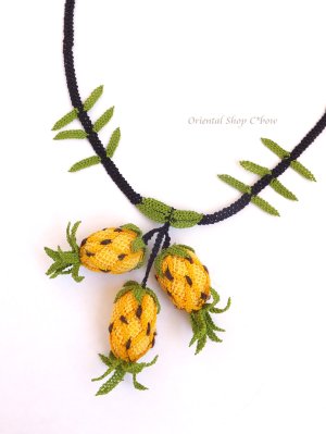 画像3: 日本発送★シルクイーネオヤネックレス・ピアスセット｜パイなップル