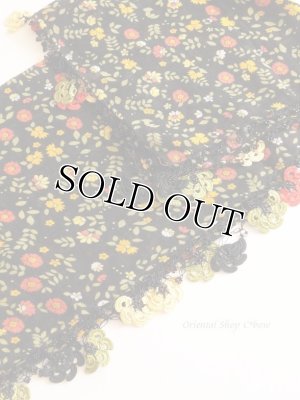 画像5: カッパドキア☆オヤ付コットン花・細長スカーフ・小花柄｜ブラック系