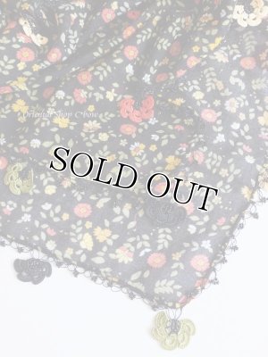 画像4: カッパドキア☆オヤ付コットン花・細長スカーフ・小花柄｜ブラック系