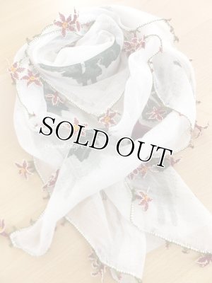 画像4: オデミシュ｜アンティークオヤスカーフ｜人工シルク糸イーネオヤ｜オフホワイト