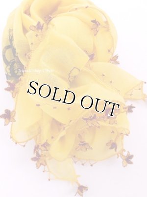 画像5: オデミシュ｜アンティークオヤスカーフ｜シルク糸イーネオヤ｜イエロー