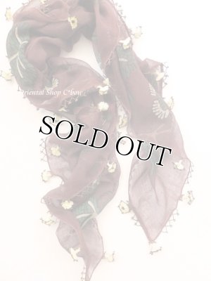 画像4: オデミシュ｜アンティークオヤスカーフ｜人工シルク糸イーネオヤ｜ダークブラウン