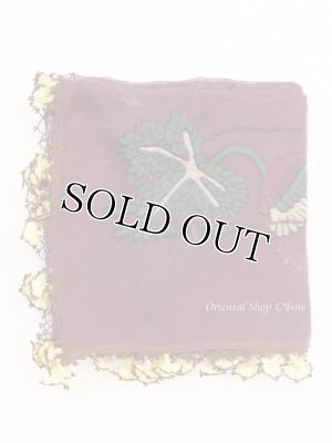 画像3: オデミシュ｜アンティークオヤスカーフ｜人工シルク糸イーネオヤ｜ダークブラウン