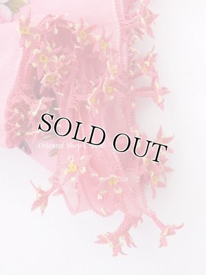 画像2: オデミシュ｜アンティークオヤスカーフ｜人工シルク糸イーネオヤ｜ピンク花