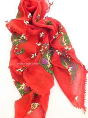 画像2: オデミシュ｜アンティークオヤスカーフ｜人工シルク糸イーネオヤ｜レッド