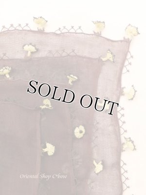 画像7: オデミシュ｜アンティークオヤスカーフ｜人工シルク糸イーネオヤ｜ダークブラウン