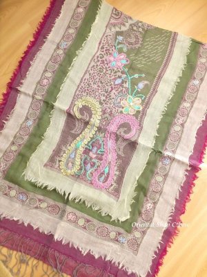 画像2: 日本発送★ウール｜三重トリプル★手刺繍やわらかストール