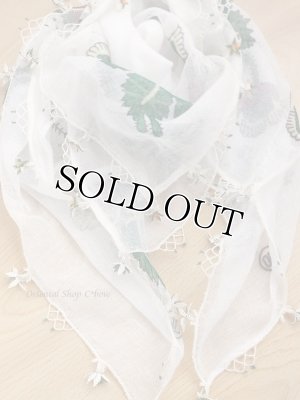 画像4: オデミシュ｜アンティークオヤスカーフ｜シルク糸イーネオヤ｜ホワイト｜三重花