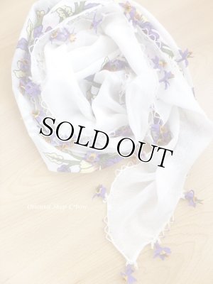 画像4: オデミシュ｜アンティークオヤスカーフ｜人工シルク糸イーネオヤ｜ホワイト｜水仙