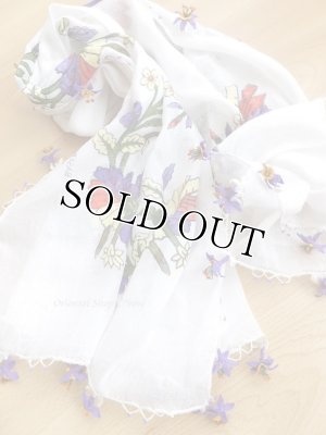 画像6: オデミシュ｜アンティークオヤスカーフ｜人工シルク糸イーネオヤ｜ホワイト｜水仙