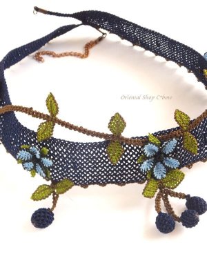 画像4: 日本発送★シルクイーネオヤネックレスチョーカー｜ミッドナイトブルー