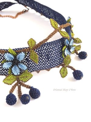 画像3: 日本発送★シルクイーネオヤネックレスチョーカー｜ミッドナイトブルー