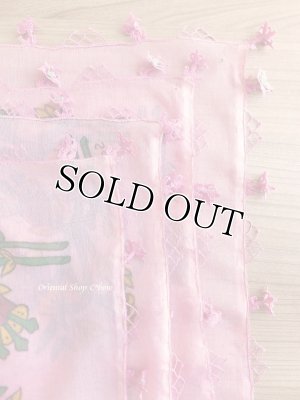 画像5: オデミシュ｜アンティークオヤスカーフ｜シルク糸イーネオヤ｜シルクスクリーン｜ピンク｜可愛い