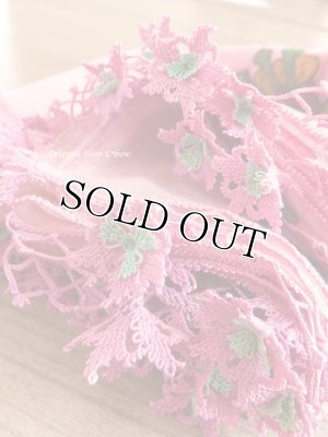 画像4: オデミシュ｜アンティークオヤスカーフ｜シルク糸イーネオヤ｜シルクスクリーン｜ピンク｜可愛い