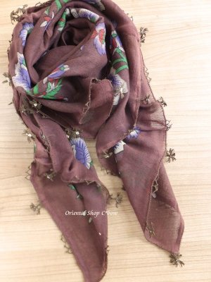 画像2: オデミシュ｜アンティークオヤスカーフ｜シルク糸イーネオヤ｜チョコレート