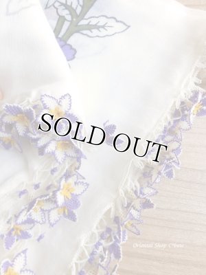 画像4: オデミシュ｜アンティークオヤスカーフ｜シルク糸イーネオヤ｜オフホワイトすみれ